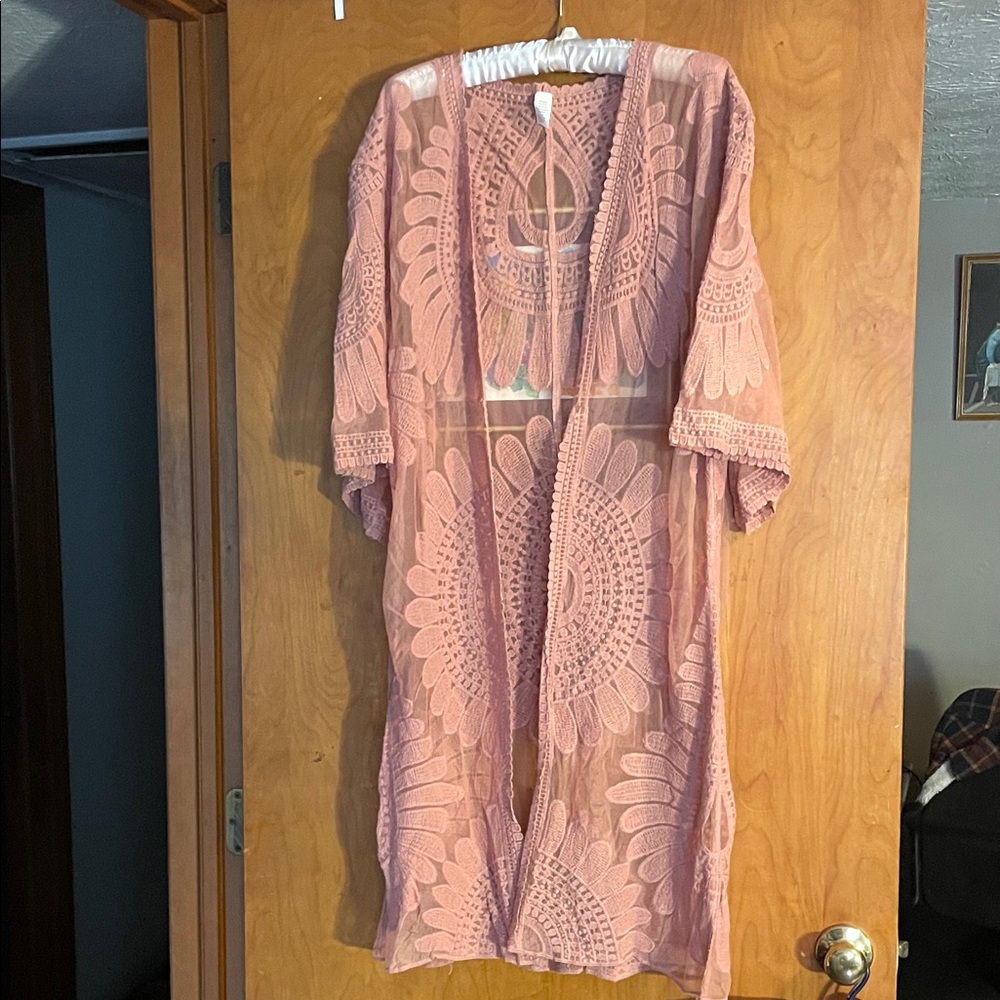 Rebellion Pink Lace Kimono Jacket